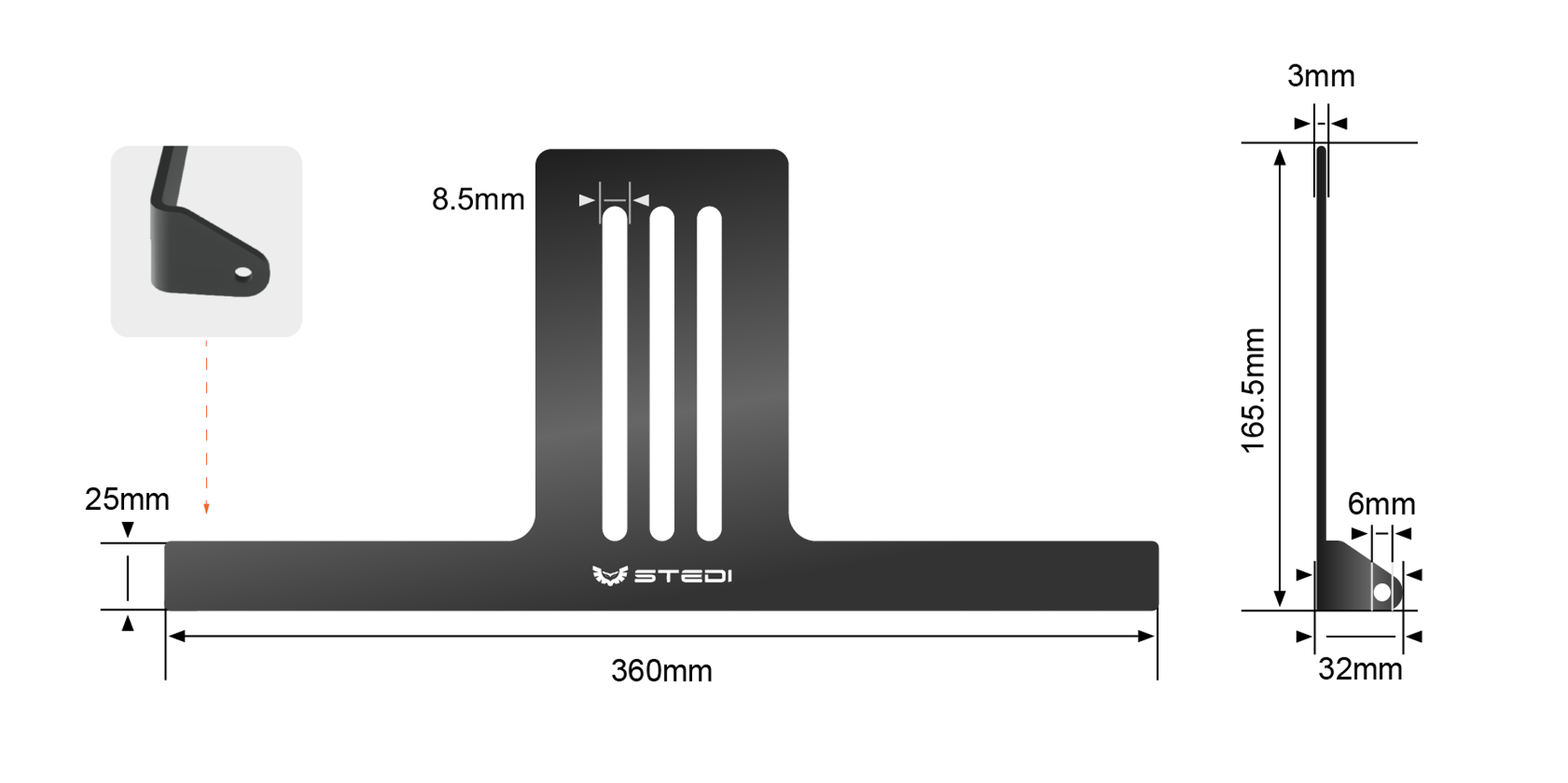 STEDI Roof Rack Light Bracket | Micro 13.9